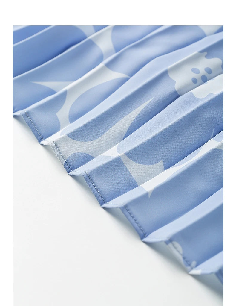 TOYOUTH Women Suspender Dress 2025 Spring New Pleated Printed Straight Sleeveless Vacation Sun Dress